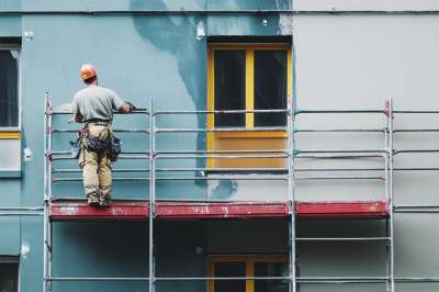 Baugerüst an Hauswand